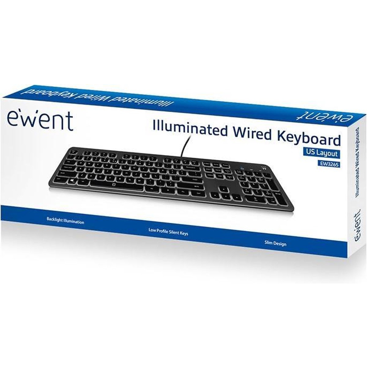 Ewent EW3265 toetsenbord QWERTY Amerikaans Engels Zwart – De B.V.