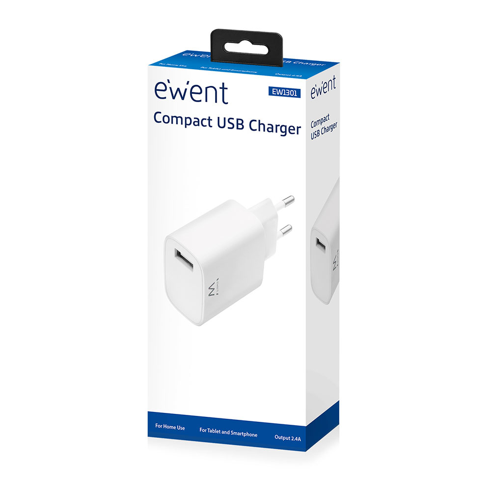 Leugen Autonoom Normaal Ewent EW1301 1-Poorts Compacte USB Lader 2.4A Oplader – Wit – De  Computerkrakers B.V.